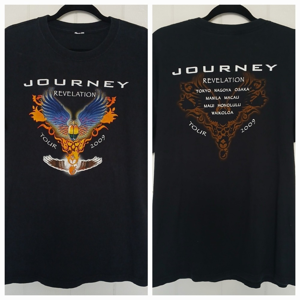 JOURNEY T-Shirt Revelation Tour Concert 2009 Band Tee Men's Large Black Cotton